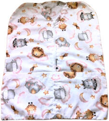  Ovis vállfazsák 100% pamut -40x50 cm / fehér alapon állatok rózsaszín felhőn