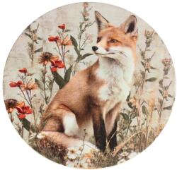 Nyomtatott fa tábla koszorú közép - Erdei állatok - róka 14, 8cm