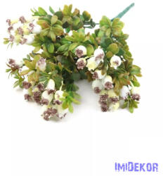  Antik csipkebogyós műzöld csokor 32 cm - Fehér