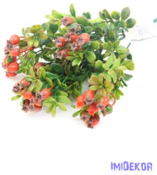  Antik csipkebogyós műzöld csokor 32 cm - Piros