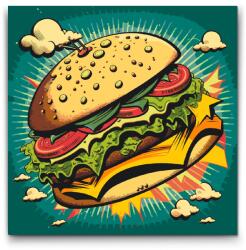  Festés számok szerint - Pop art - Burger Méret: 50x50cm, Keretezés: Kartonlemezen