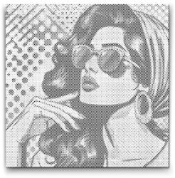  PontPöttyöző - Pop art - Szépség szemüvegben Méret: 50x50cm, Keretezés: Kartonlemezen, Szín: Zöld