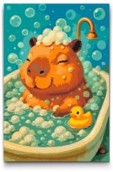 Festés számok szerint - Kapibara a kádban Méret: 40x60cm, Keretezés: Műanyagtáblával