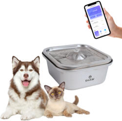  SHAW SHAW Clasic 8, fântână câini, pătrat, aplicație mobilă, inox SHAW Clasic 8, fântână câini și pisici, pătrat, aplicație mobilă, inox, argintiu, XS-M(4l)