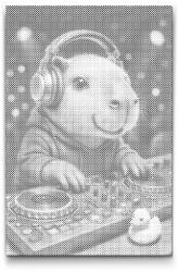  PontPöttyöző - DJ kapibara Méret: 40x60cm, Keretezés: Műanyagtáblával, Szín: Piros