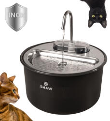  SHAW SHAW Tip Robinet, fântână câini, rotundă, inox SHAW Tip Robinet, fântână câini și pisici, rotundă, inox, negru, XS-M(4l)