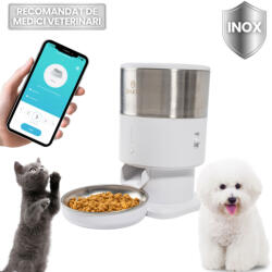  SHAW SHAW PRO V3 Mini, hrănitor automat câini, 1 bol rotund, programabil, aplicație mobilă, PVC SHAW PRO V3 Mini, hrănitor automat câini și pisici, 1 bol rotund, programabil, aplicație mobilă, PVC, al