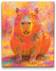  Gyémántszemes kirakó - Színes kapibara Méret: 30x40cm, Keretezés: Kartonlemezen, Gyémántok: Négyzet alakú