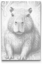  PontPöttyöző - Pszichedelikus kapibara Méret: 40x60cm, Keretezés: Kartonlemezen, Szín: Fekete