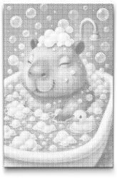  PontPöttyöző - Kapibara a kádban Méret: 40x60cm, Keretezés: Keret nélkül (csak a vászon), Szín: Piros