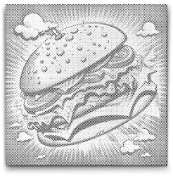 PontPöttyöző - Pop art - Burger Méret: 50x50cm, Keretezés: Műanyagtáblával, Szín: Piros