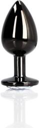Ouch! But-plug metalic mediu cu bijuterie - Gunmetal/Diamant