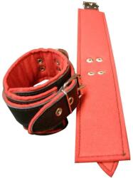 Sexy Elephant® BlackRed manșete de piele pentru picioare + lanțuri cadou suplimentare
