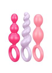 Satisfyer Booty Call - Set de 3 dopuri anale - Roz/Violet/Roșu