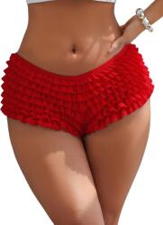 Sexy Elephant® Red Sexy Mesh Swimsuit Cloth Ruffled Women Underwear With Bow M Costum de baie dama