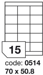  Matt Univerzális Papír Öntapadós Etikett Címke 15 db 70x50, 8 mm / A4 íven (100 ív) (ORE-00514)