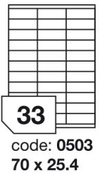  Matt Univerzális Papír Öntapadós Etikett Címke 33 db 70x25, 4 mm / A4 íven (100 ív) (ORE-00503)