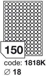  Matt Univerzális Papír Öntapadós Etikett Körcímke 150 db 18 mm-es kör / A4 íven (20 ív) (ORE-11818)