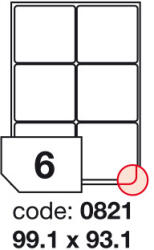  Matt Univerzális Papír Öntapadós Etikett Címke 6 db 99, 1x93, 1 mm / A4 íven (100 ív) (ORE-00821)
