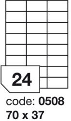  Matt Univerzális Papír Öntapadós Etikett Címke 24 db 70x37 mm / A4 íven (100 ív) (ORE-00508)