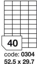  Matt Univerzális Papír Öntapadós Etikett Címke 40 db 52, 5x29, 7 mm / A4 íven (100 ív) (ORE-00304)