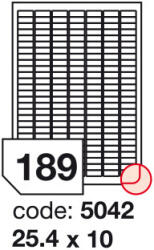  Matt Univerzális Papír Öntapadós Etikett Címke 189 db 25, 4 x 10 mm / A4 íven (20 ív) (ORE-15042)