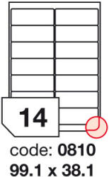  Matt Univerzális Papír Öntapadós Etikett Címke 14 db 99, 1x38, 1 mm / A4 íven (100 ív) (ORE-00810)