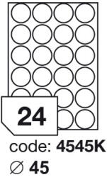  Matt Univerzális Papír Öntapadós Etikett Körcímke 24 db 45 mm-es kör / A4 íven (20 ív) (ORE-14545)