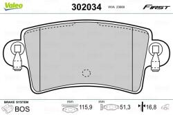 VALEO set placute frana, frana disc VALEO ESSENTIAL 302034 (302034)