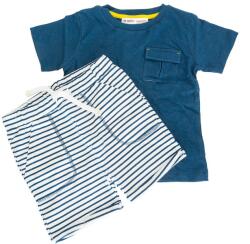 Minoti Fiú szett - póló és rövidnadrág, Minoti, 3 nyár, kék - 74/80 | 9-12m méret
