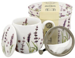 Duo Gift Porcelánbögre tetővel, fémszűrővel, 400ml, dobozban, Classic Lavender