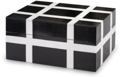 Art-Pol Loyd design ékszeres asztali doboz fekete fehér csíkos mintázattal 9x13, 5x18, 5cm (136360)