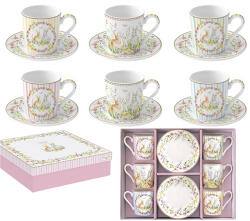 Easy Life Porcelán eszpresszócsésze+alj 6 személyes, 100ml, dobozban, Coffee Mania, Happy Easter (126EAST)