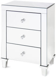 Art-Pol Vetrario design körbe tükrös keskeny komód 3 fiókkal üveg gombokkal 66x45.5x38cm (117138)