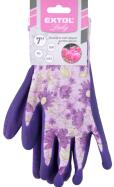 Extol Lady kerti kesztyű, virágmintás, poliészter, 7` (8856664)