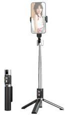 USAMS MINI szelfibot (tripod állvány, állítható, bluetooth távkioldó, 20-100cm, 4.7-7" méret) FEKETE