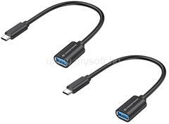Conceptronic Kábel - ABBY11B (USB-C to USB-A, fekete) 2db/csomag (ABBY11B) (ABBY11B)