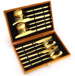 TRENDY S TRENDY'S Evőeszköz készlet, 12 db, rozsdamentes acél, 4 személyes, arany (TCM-29G)