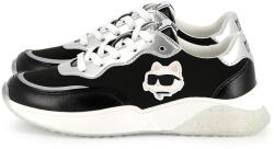 Karl Lagerfeld Kids KARL LAGERFELD KIDS, Logós műbőr sneaker, Fekete, Ezüstszín, 38 EU (Z30373-09B-38)
