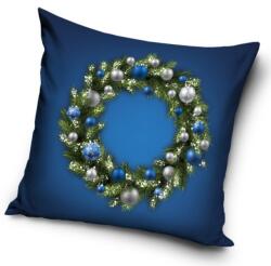 Carbotex Karácsonyi párnahuzat - Karácsonyi koszorú, kék, 40×40 cm (VANOCNIPOVLAK008A)