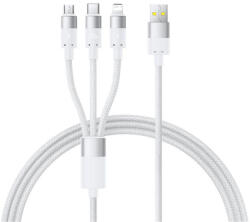 Baseus USB-A - Lightning / microUSB / USB-C kábel Baseus StarSpeed, 100W, 5A, 1, 5m, Fehér P10319900211-00