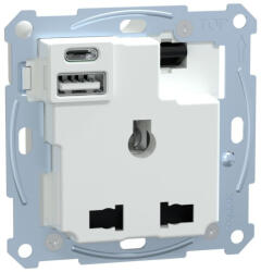 Schneider Electric MERTEN Multistandard 2P+F aljzat, biztonsági zsaluval, A+C USB töltővel, kapcsolóval, csavaros, 13A / 3A MTN2175-0000 Schneider (MTN2175-0000)