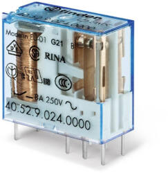 Finder 40.52. 9.024 relé 2CO(váltó) 8A 24V DC, 5mm lábkiosztás NYÁK-ba vagy foglalatba (40.52.9.024.0000)
