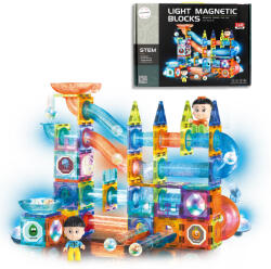 Mamido Kit de iluminare magnetică șină cu bile 142 piese Jucarii de constructii magnetice