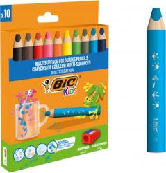 BIC Creioane colorate Bic Kids JUMBO Multisurface 10 culori/set + ascutitoare 515276