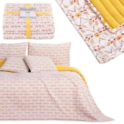 AmeliaHome Ágytakaró FOLKY fehér nyomott boho mikroszálas 170x210 AmeliaHome