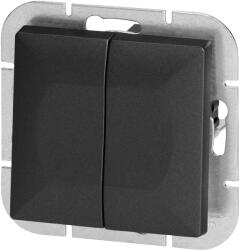  Süllyesztett kétnyomógombos kapcsoló Pear, 10A, 250V, WP-2P, fekete (OR-OE-7701/B)