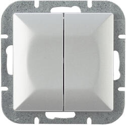  Süllyesztett kétgombos kapcsoló Pearl, 10A, 250V, WP-2P, ezüst (OR-OE-7701/G)