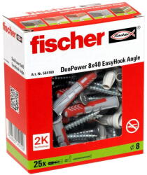Fischer EasyHook Angle DuoPower 8x40 (white, 25 pieces, with EasyHook angle hook) (564169) - pcone