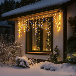 Somogyi Elektronic KKF300D5M LED-es sziporkázó fényfüggöny, 300 db melegfehér DOT LED, átlátszó vezeték, hálózati adapter, kül- és beltéri kivitel - elektrosokk